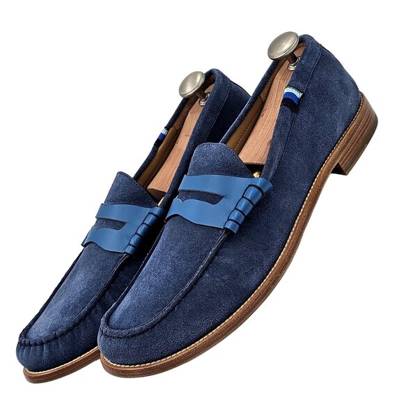 NEW Blue Scarpa Italy Men's 15 Blue Dress Shoes Penny Loafer Italian Handmade 48 - Picture 14 of 15